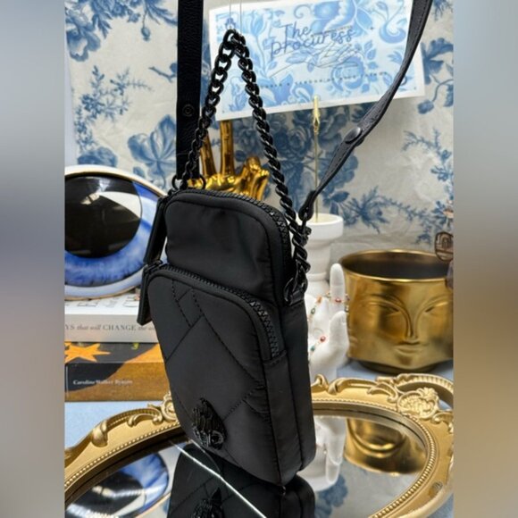 🆕 KURT GEIGER LONDON 🧿 NWOT Recycled Nylon XBody Bag Black Drench *NOCOINPURSE - Picture 5 of 15